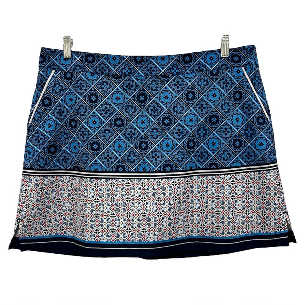 Lady Hagen Golf Skort Women’s 16 NWT Blue Mosaic Tile Print Pockets $60 Retail